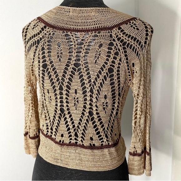 Crocheted cardigan with beaded belt accent - Picture 2 of 7